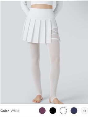 HALARA White Pleated Skirt with Mesh Leggings - Dance Stirrup MSRP $45 NWT XL